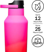 Corkcicle Classic Sport Canteen - Insulated Stainless Steel Water Bottle - Compact & Travel-Friendly - Durable - Dishwasher Safe - BPA Free - Non-Slip Silicone Base - 20 oz - Sangria