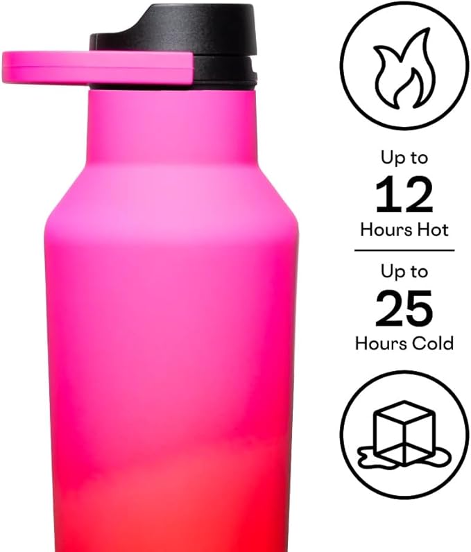 Corkcicle Classic Sport Canteen - Insulated Stainless Steel Water Bottle - Compact & Travel-Friendly - Durable - Dishwasher Safe - BPA Free - Non-Slip Silicone Base - 20 oz - Sangria