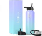 IRON °FLASK Camping & Hiking Hydration Flask with 3 Lids - Stainless Steel, Double Walled & Vacuum Insulated Water Bottle - Leak Proof & BPA Free (Cotton Candy, Straw - 40 oz)