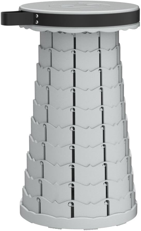 ALEVMOOM Upgraded Portable Collapsible Stool with Cushion, Telescoping Folding Stool for Adults, Lightweight Yet More Sturdy Capacity 600 lbs for Camping Fishing Hiking BBQ