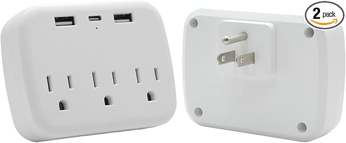 multi plug wall outlet,usb plug adapter for wall outlet, outlet splitter plug adapter with 3 Wall Outlets and 3 USB Wall Charger for Home Office Travel