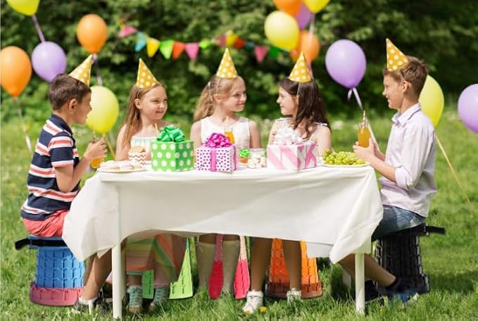 ALEVMOOM Upgraded Nylon Collapsible Stool with 500lbs Max Weight Portable Retractable Folding Telescoping Stools for Adults Chair for Outdoor Camping Fishing Hiking BBQ (Nylon Red)