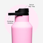 Corkcicle Sport Canteen - Keeps Drinks Cold 25 Hours - Stainless Steel Water Bottle - Triple-Insulated - Spill-Proof - Summer Drinkware Gift - Keeps Drinks Ice Cold - 20 oz - Sun-Soaked Pink