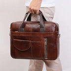 Genuine Leather Business Briefcase Laptop Handbag, Crossbody, Premium Quality, Spacious Design, Versatile Carrying Options