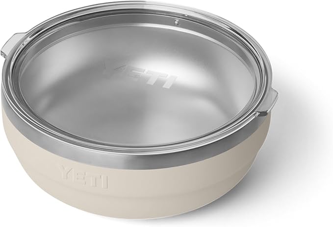 YETI Rambler Low Bowl, Vacuum Insulated, Stackable and Nestable Stainless Steel Bowl with Lid, 1.6 Quart, Cape Taupe