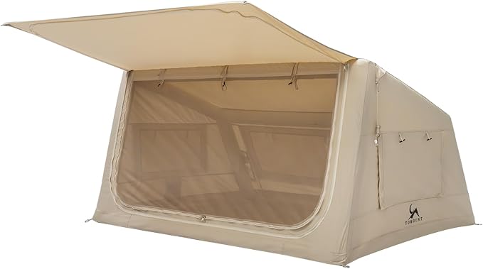 TOMOUNT Inflatable Canvas Tent with Pump,Easy Setup Blow Up Tent for Camping