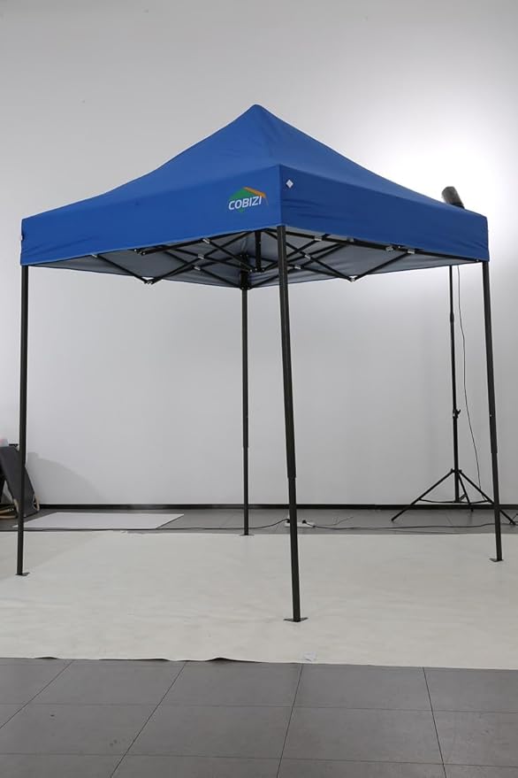 COBIZI 6.6x6.6 Pop Up Canopy Without Sidewall,Heavy Duty Canopy UPF 50+ All Season Wind Waterproof Commercial Outdoor Party Tents for Parties Canopy Gazebo with Storage Bag(6.6 x 6.6 ft Gray)