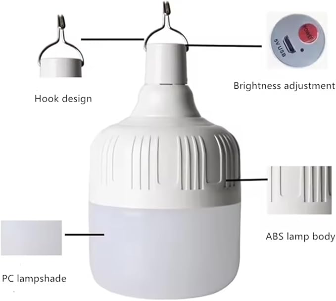 5.8*3.8 inch Rechargeable Camping Lantern , IPX4 Waterproof LED Light - 2400mAh Battery, USB Charging, 5 Light Modes for Tent/Hiking/Hurricane