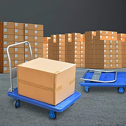 Heavy Duty Foldable Hand Trolley Cart with Quiet Wheels Flatbed Hand Truck for Moving High Weight Capacity Platform Cart for Factories and Shops Portable and