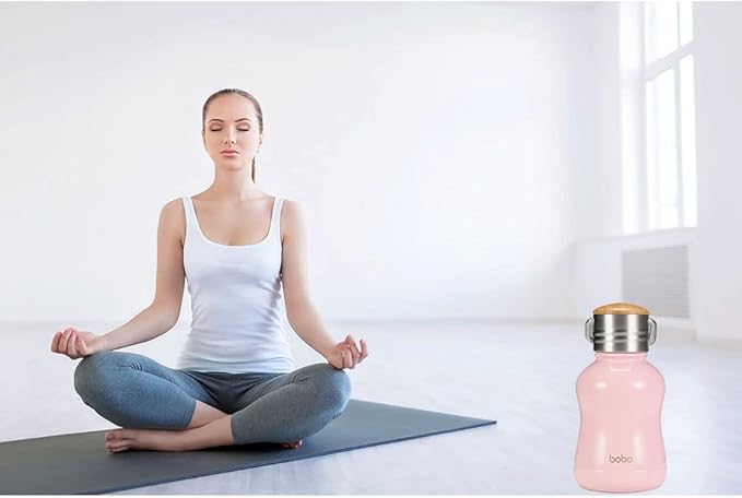 YOHKOH Mini Vacuum Insulated Water Bottle With Bamboo Lid - Stainless Steel Thermos Water Bottle for Women Girls Kids, Metal Sports Hot and Cold Water Bottle Leak-Proof BPA-Free (6.4oz,Pink)