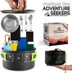 Camping Cookware Set - 19-Piece Lightweight Backpacking Cookware with Pots, Pans, Utensils - Compact Outdoor Cooking Kit for Camping, Hiking, Backpacking & Survival