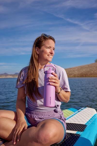 Stanley IceFlow Flip Straw 2.0 Water Bottle 36 OZ | Built-In Straw with Larger Opening | Lightweight & Leak-Resistant | Insulated Stainless Steel | BPA-Free | Pomelo