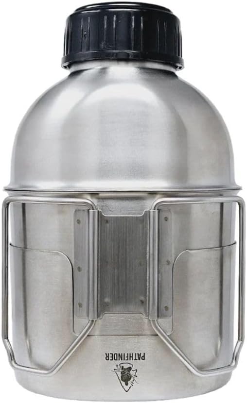 The Pathfinder School Metal Canteen Cooking Set - Survival Gear - Camping Essentials Mess Kit - Military Grade Outdoor Eating Kit - Hiking and Trail Cook Set