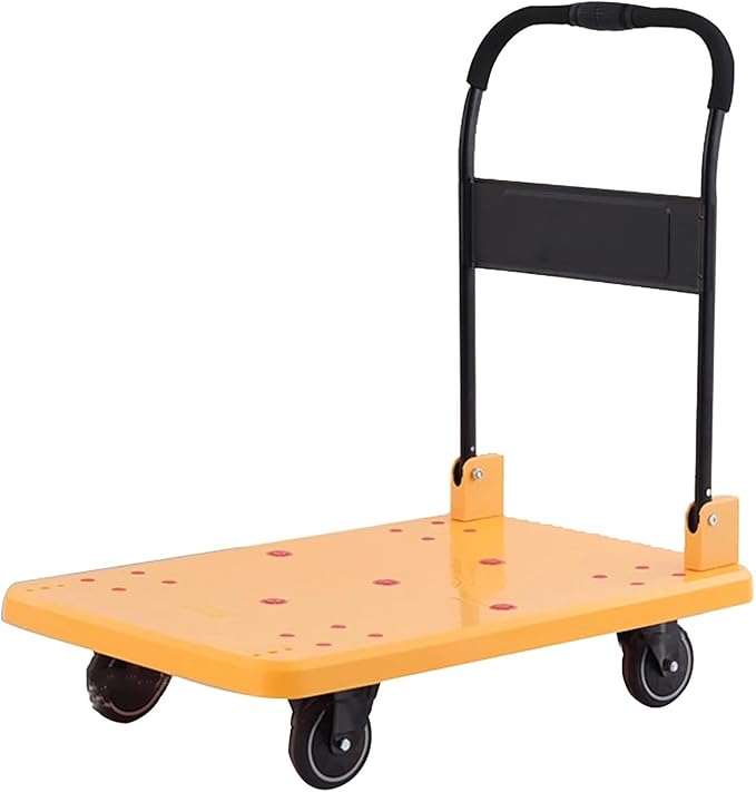 Portable Folding Hand Truck Cart with 360° Swivel Wheels Compact Lightweight Cart for Moving Luggage Warehouse and Shopping (Yellow Small)