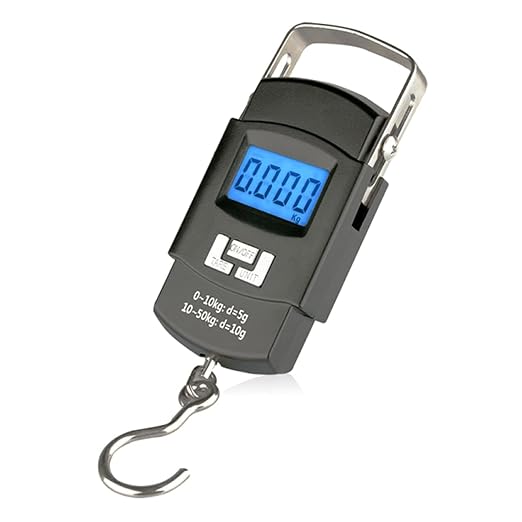 Digital Luggage Scale 110lb /50kg Portable Mini Electronic Scale with Fishing Hook Tare Function Backlit LCD Display Luggage Scales for Suitcases with Hook Handheld Luggage Scale with Hook