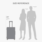 LEVEL8 Checked Luggage, Large Suitcase, Lightweight Luminous Textured Tsa Approved Medium Hardside Luggages with 8 Spinner Wheels, 24 Inch, Dark Grey