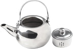 Stainless Steel Tea Kettle, Heat Resistant Handle Stovetop Camping Coffee Pot Water Bottle with Built in Filter for Tea and Beverage Brewing(14cm)