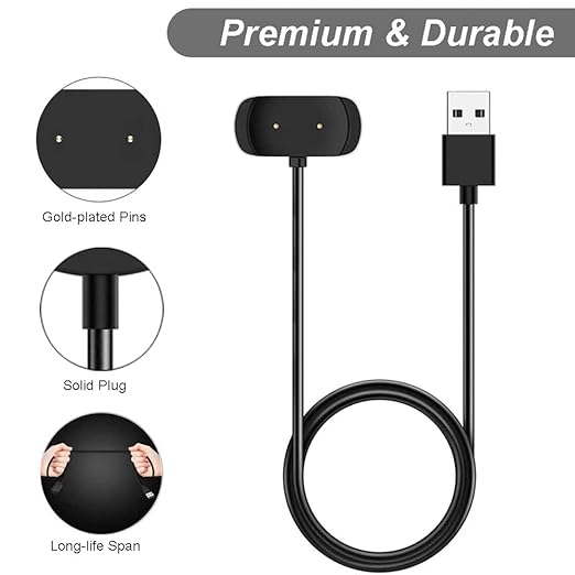 Charger for Amazfit Bip 5/3, T-Rex Pro, GTS 4 Mini, GTS 2/2e, GTR 2/2e, 2 GTR Mini Smart Watch - Replacement Magnetic Charging Cable (2-Pack, 1m/3.3ft)