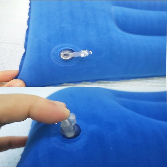 3 Pack Ultralight Inflatable Pillow Small Squared Flocked Fabric Air Pillow Beach Pillow for Camping,Napping,Desk Rest,Hiking,Traveling,Neck Lumbar Support (Royal Blue, Purple, Duotone)