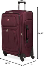 SwissGear Sion Softside Expandable Luggage, Merlot, Checked-Medium 25-Inch