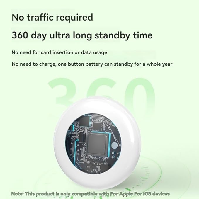 Mini GPS Tracker for Vehicles, Smart Tag Tracking Device, Key Finder Locator with Sound, Car Tracker No Subscription Work with Find My(iOS Only) for Kids, Dogs, Key, Luggage (Black)