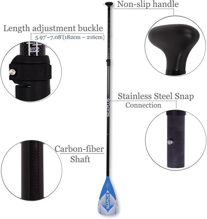 Carbon Fiber Paddle, 3-PCS Adjustable Paddle for Stand up Paddle Board, SUP Paddle, Adjusted from 67" to 82.6"(1.7-2.1m) 1.65Lb(751g)