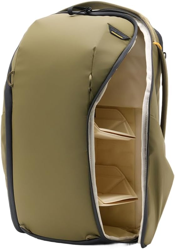 Peak Design Everyday Backpack Zip 15L, Kelp, 270-Degree Zip, Dual Side Pockets, FlexFold Dividers, Fits 15" Laptop, For Camera Carry, Daily Commutes or Travel, Versatile Backpack for Men and Women