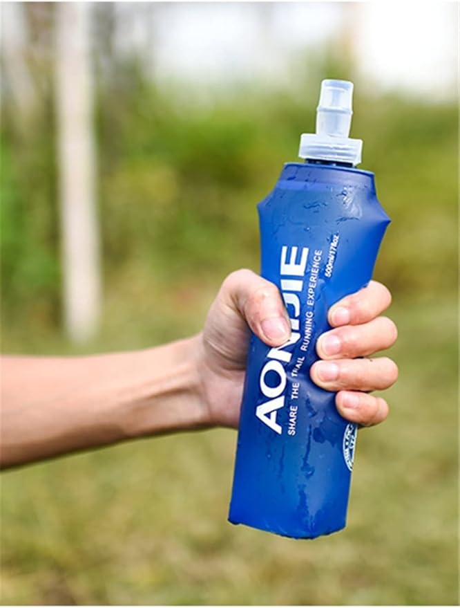 AONIJIE 2Pack of Soft Soft Folding Hydration Bottle Water Collapsible Flask BPA-Free Bottles (250ml without straws), SD52-500