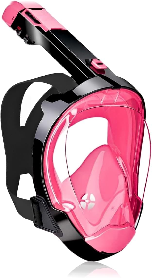 Full Face Snorkel Mask for Adults with Dry Top System 180 Degree Panoramic View Snorkeling Gear with Camera Mount Safe Breathing Anti-Leak Anti-Fog