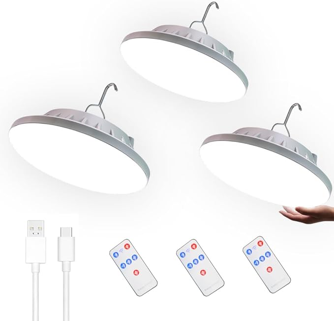 Solar Camping Lamp Tent Lights Outdoor 4500mah Portable 120 LED USB Battery Rechargeable Lantern Remote Control Hooked Waterproof Hanging for Indoor Home Emergency Power Outages Hurricane 3 Pack