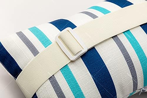 Chaise Lounge Head Resting Pillows, Blue Decorative Oudoor Patio Pillow with Insert & Adjustable Elastic Stripe for Recliner,Beach Chair,Office Chair Neck or Lumbar Attachment,Waterproof 2 Pack
