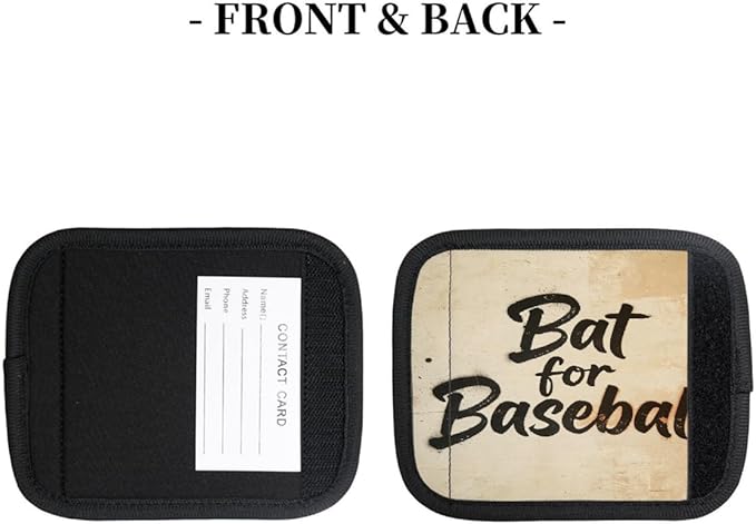 2 Pack Luggage Handle Wrap with Travel Tags - Non-Slip Protective Cover Soft Handle Grips Covers for Suitcase(Vintage Bat for Baseball)