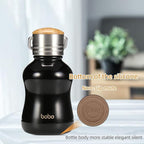 YOHKOH Mini Vacuum Insulated Water Bottle With Bamboo Lid - Stainless Steel Thermos Water Bottle for Women Girls Kids, Metal Sports Hot and Cold Water Bottle Leak-Proof BPA-Free (6.4oz,Black)