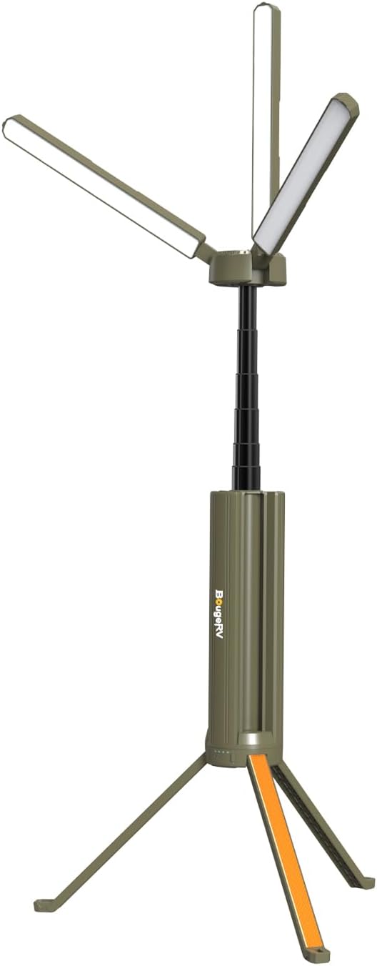 BougeRV Upgraded Telescopic Camping Light, 15600mAh RotatableElectric Lantern, Collapsible Outdoor Light, Cordless Flashlight, Waterproof, Tent Lamp for Camping, Emergency, Hiking, Outdoor