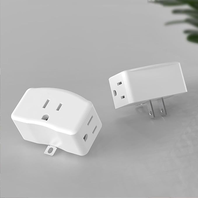 ETL Listed 3 Prong to 2 Prong Grounded Adapter, FiiMan 3 Pin to 2 Pin Polarized Plug Extender Power Strip Triple Outlet Converter, 3-Sided Outlets Wall Plug Splitter for Household Appliances,White(1)