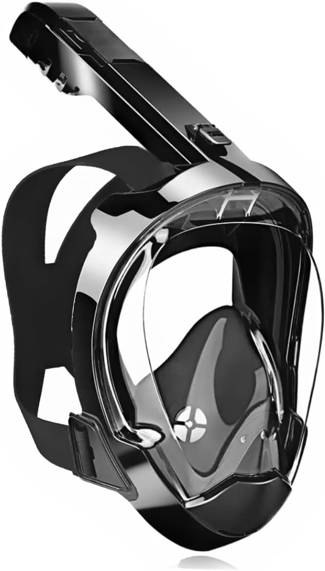 Full Face Snorkel Mask for Adults with Dry Top System 180 Degree Panoramic View Snorkeling Gear with Camera Mount Safe Breathing Anti-Leak Anti-Fog