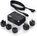 Universal 100V-220V Travel Converter，250W Voltage Converter with 2 USB and 2 USB-C Charging Ports and 3 AC Plugs for curlers, straighteners, Included Plugs are Type A, C, D, G, I, L