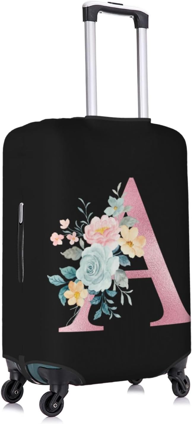 A Alphabet Design Custom Travel Luggage Cover Tag Set TSA Approved Vintage Letter Print Suitcase Protector Men Women (XL 29-32 Inch Luggage)