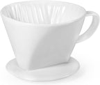 Pour Over Coffee Dripper, Ceramic Pour Over Coffee Maker with 3 Holes Flat Bottom, Easy Manual Brew Maker, Porcelain Slow Filter Cone for Travel, Camping, Office, Home, White