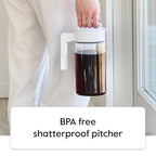Takeya Deluxe Cold Brew Coffee Maker - BPA-Free Tritan Pitcher with Airtight Leakproof Lid, Silicone Grip Handle, Fine-Mesh Filter - Shatter-Proof, Dishwasher Safe, Made in USA - 1 Quart/White