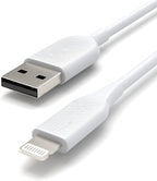 Amazon Basics 2-Pack Apple MFi Certified USB-A to Lightning Cable, High Speed Data Sync, Charger for iPhone 14 13 12 11 X Xs Pro, Pro Max, Plus, iPad, 3 Foot, White
