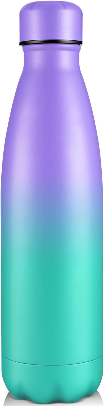 Volhoply 25oz Insulated Water Bottle 1/2/4 Pack, Double Wall Stainless Steel Vacuum Bottles, Keeps Cold & Hot, BPA Free Leak Proof Bottles (Purple Green,1 Pack)