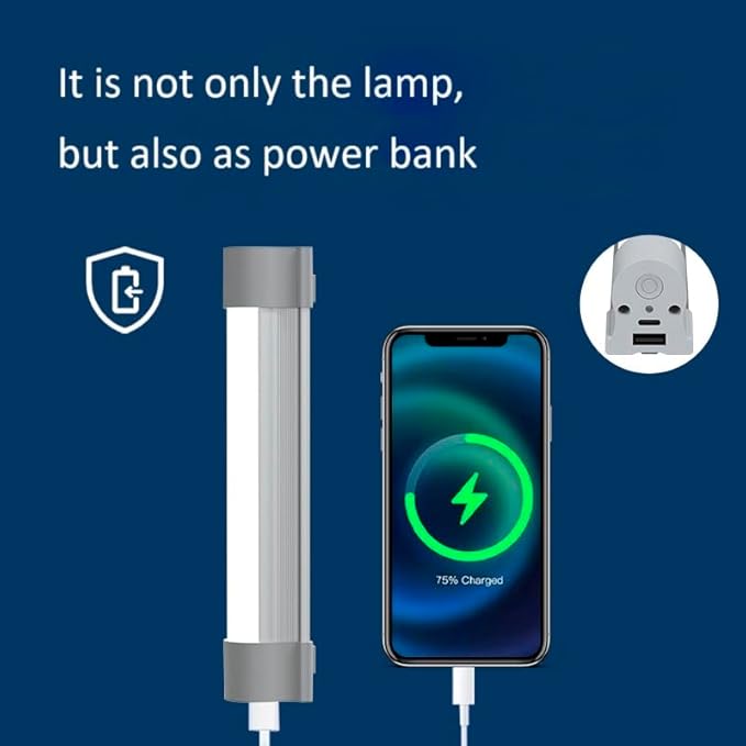 LED Tube Camping Light,5 Lighting Modes, Multifunctional Rechargeable Magnetic Work Light for Hiking, Home, Outdoor Night Fishing (LLQ20-1)