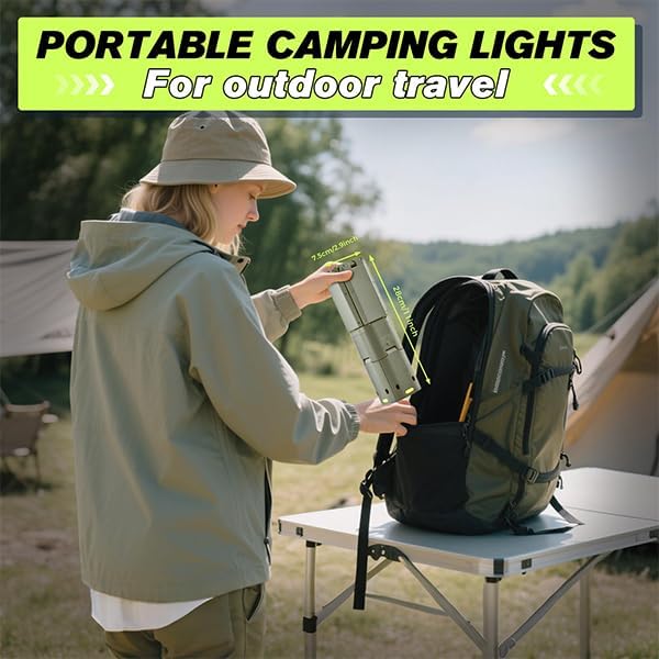 Portable Camping Light, 14000mAh Telescopic Camping Lantern with Rechargeable Power Supply, Dimmable Magnetic Tent Lamps 6000 Lumen Outdoor Work Lights for Hiking,Camping,Home Emergency