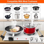 Hot Plate, 2000W Portable Electric Double Burner W/5 Level Temperature Control & Stay Cool Handles, Easy to Clean, Lightweight Cast Iron Electric Stove for Kitchen Camping Cooking, 110V