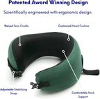 C CUSHION LAB Travel Pillow, Award-Winning Patented Ergonomic Design for Chin & Neck Support Memory Foam Neck Pillow, Compact Airplane Pillow for Traveling, Flight, Car (Hunter Green, Medium)