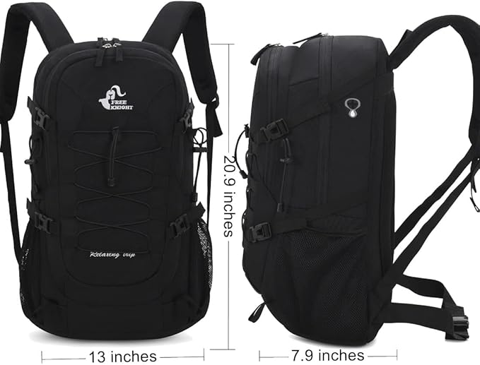 Bseash 40L Waterproof Hiking Backpack with Rain Cover, Outdoor Sport Travel Bag Daypack for Camping Climbing Skiing Cycling (Black)