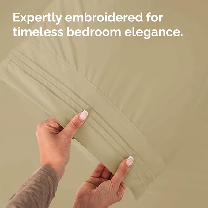 King Standard Pillow Cases Set of 2 - Soft Hotel Quality Pillowcase Covers - Comfy Bedding for Women, Men, Kids & Teens - Machine Washable Pillow Protectors - 2 Piece Set - King Standard Size Beige