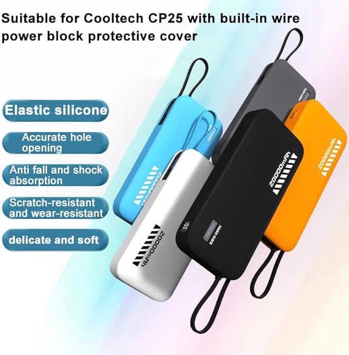 Case for CUKTECH CP25 20000mah 55W, Power Bank Shockproof Silicone Case, Dustproof Protective Soft Cover (Black)