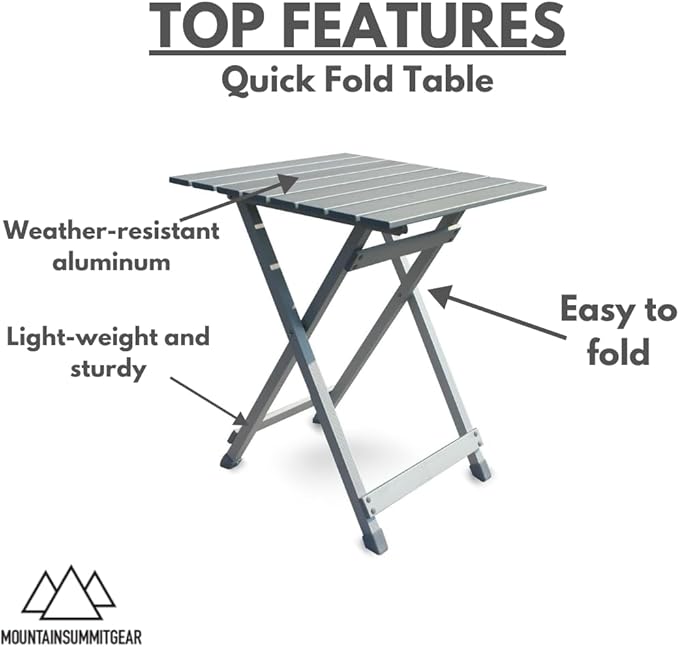 Quick-Fold Camping Table Made with Weather-Resistant Aluminum (Made by Caddis Sports)